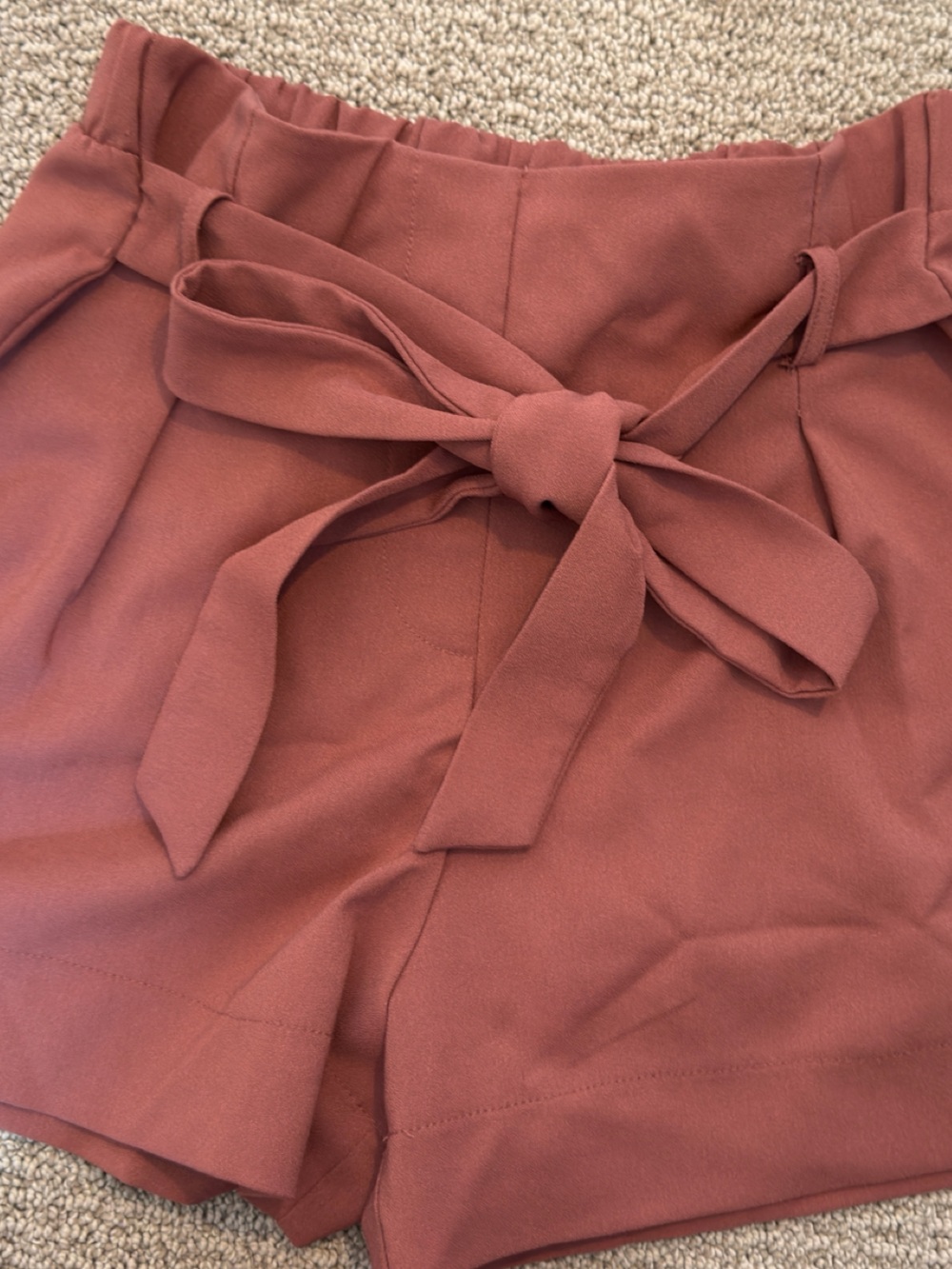High-Waist Tie-Front Women's Shorts in Rust
